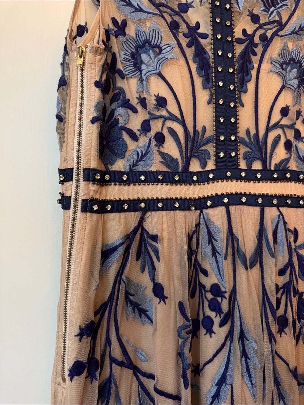 Moulinette Soeurs Blue Embroidered Floral Maxi Dress - Picture 9 of 13